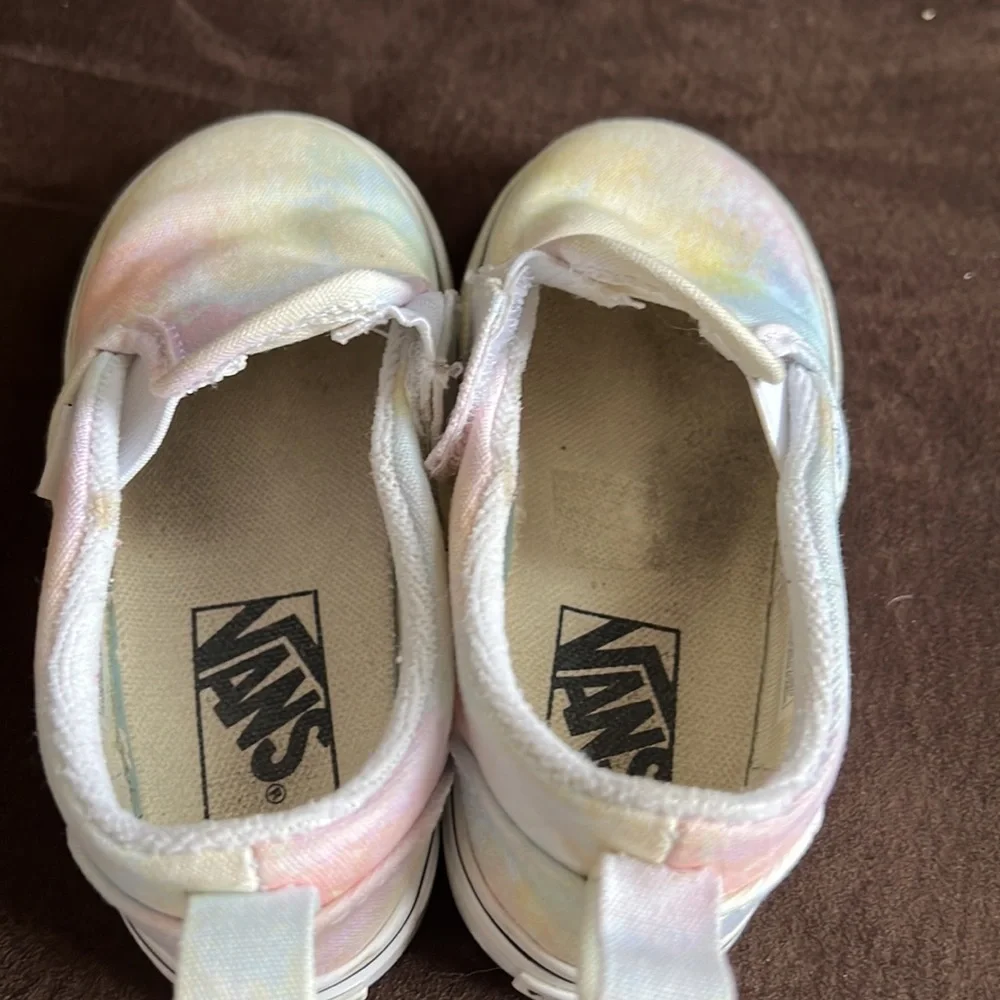 Vans Kids Slip-On Shoes White with Pastel Tie-Dye